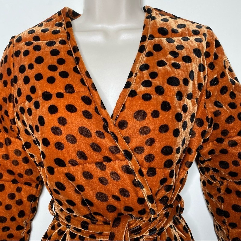 Madewell Velvet Quilted Wrap Jacket in Leopard Dot Collarless size XS - Picture 5 of 14